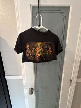 Get Down Art Horror Slashers Playing Poker Crop Top T-Shirt